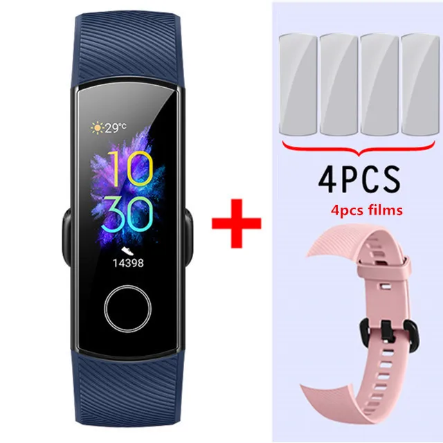 blue add pink Умный Браслет huawei Honor Band 5, Оксиметр крови, кислород, волшебный цвет, сенсорный экран, для плавания, для обнаружения сердечного ритма, сна, сна - Цвет: blue add pink
