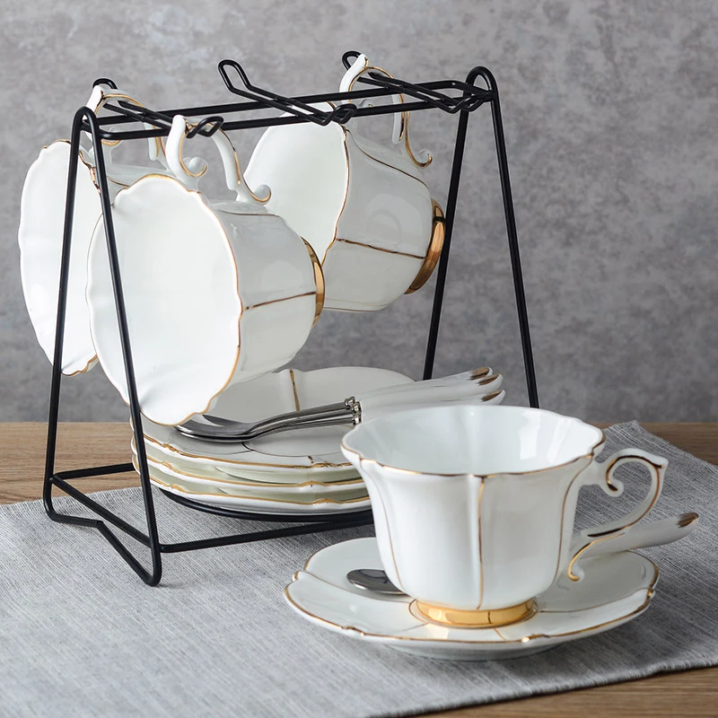 Высококачественный набор чашка чая, блюдце, ложка из костяного фарфора для кофе в кафе, элегантный продвинутый фарфоровый чайник в подарок на свадьбу.