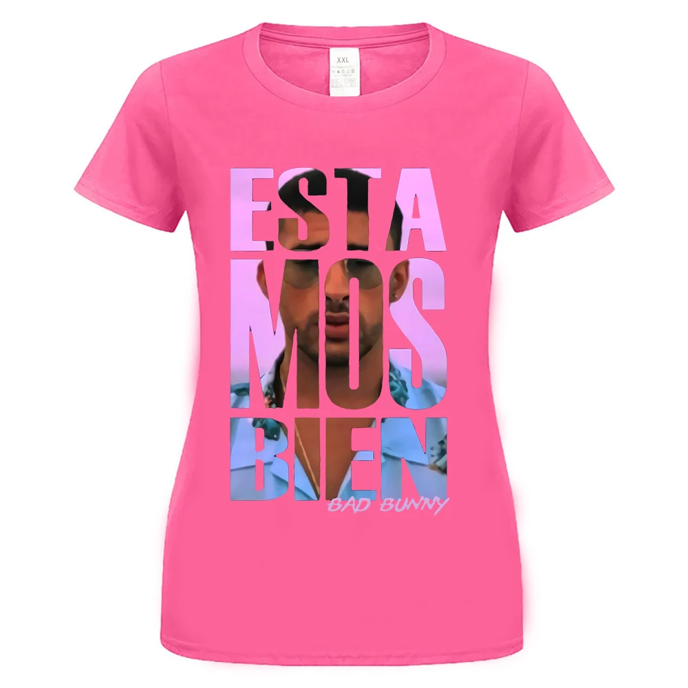women pink Estamos Bien Bad Bunny Reggaeton испанская ловушка Regueton футболка брендовая одежда футболка - Цвет: women pink