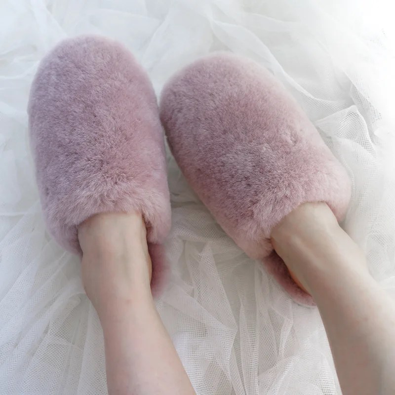 Топ бренд натуральный кроличий мех лисы на овечьем меху Модные женские туфли