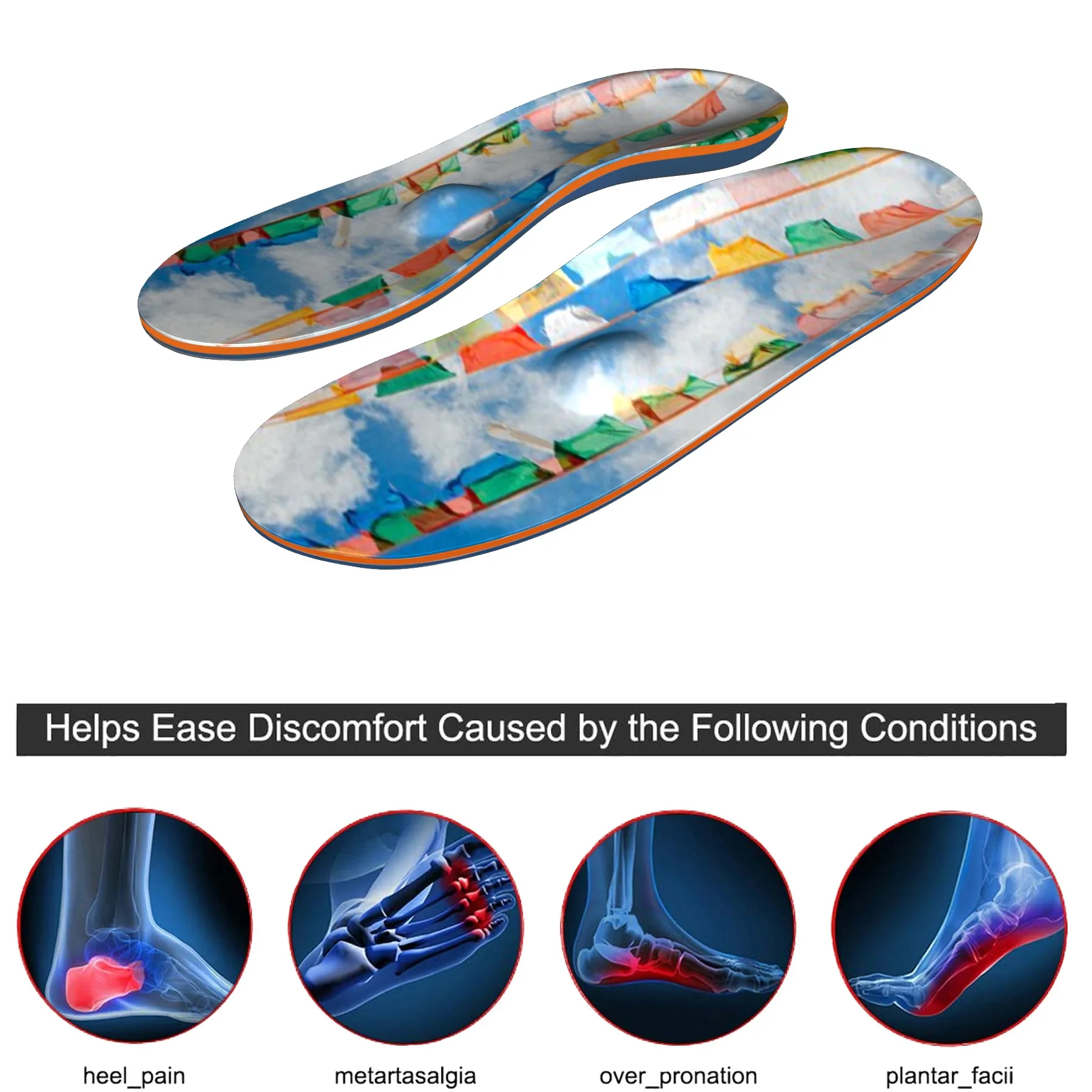 Color orthopedic insoles, plantar fasciitis, foot sports, running insoles, high arch support