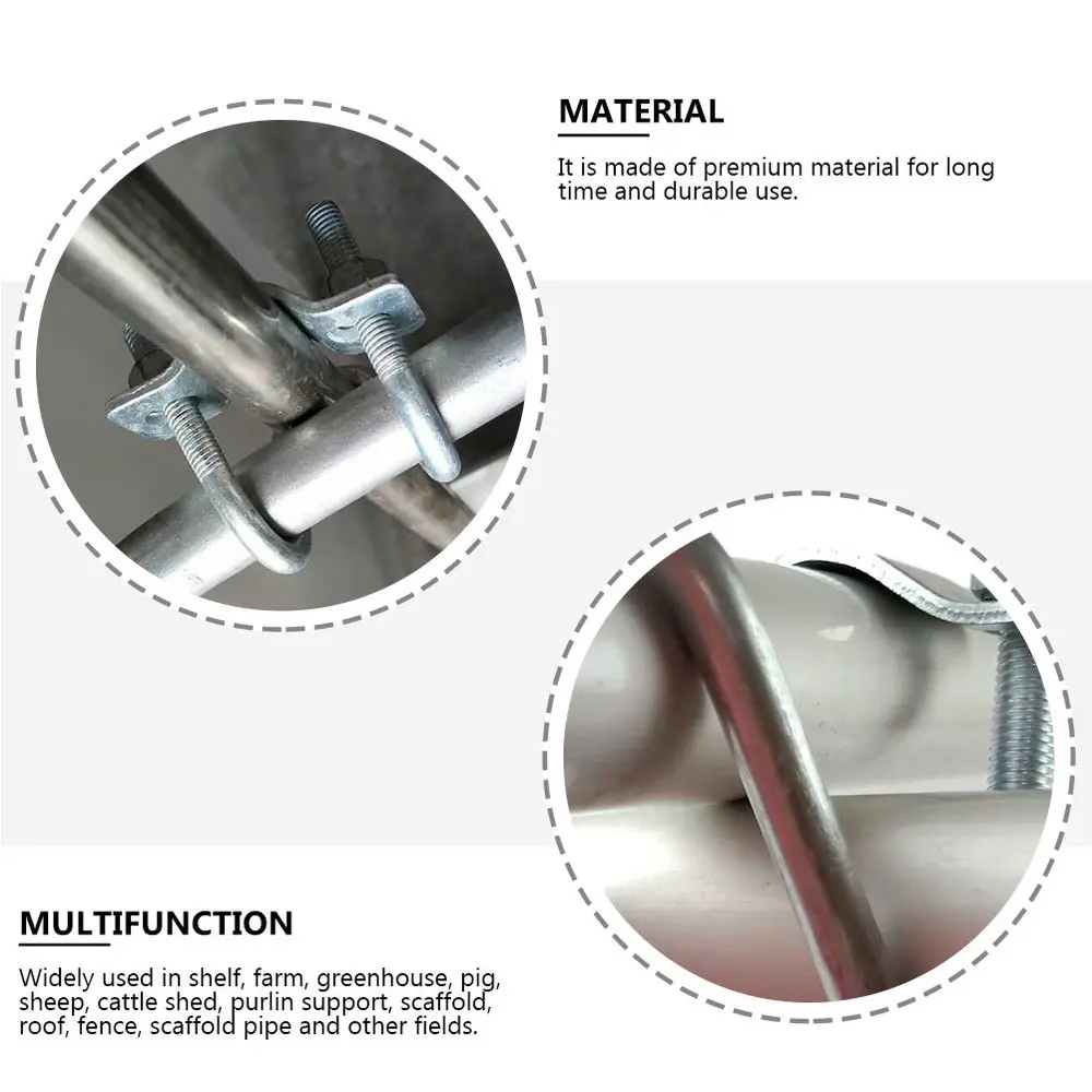 

10Pcs Cross Tube Buckles Galvanized Steel Pipe Clips Practical Pipe U-Type Clips