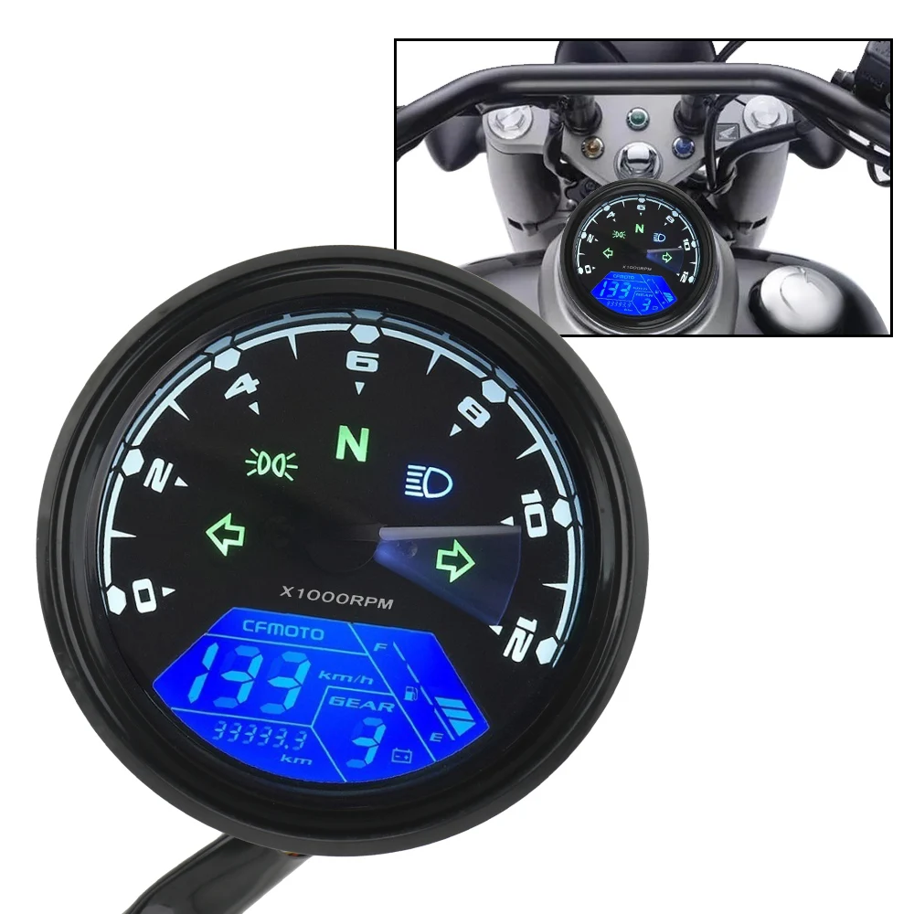 

Motorcycle Speedometer Moto Dashboard LED Digital Indicator Tachometer Fuel Meter Night vision Dial Odometer Universal Panel