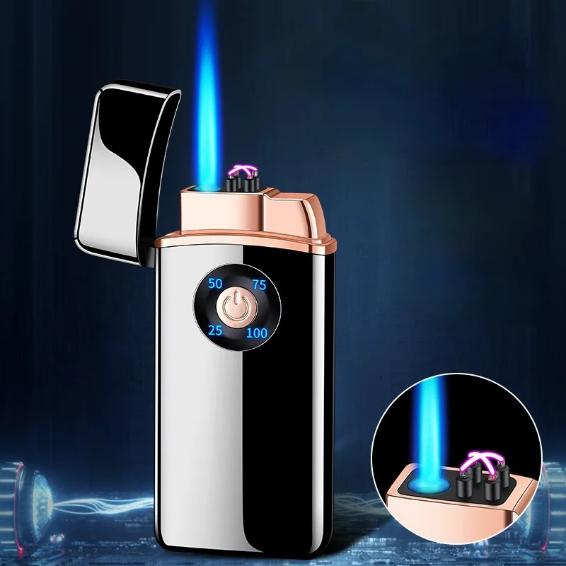 

Металлическая бутик батарея дисплей газоэлектрическая гибридная двойного использования надувная перезаряжаемая ветрозащитная Зажигалка...