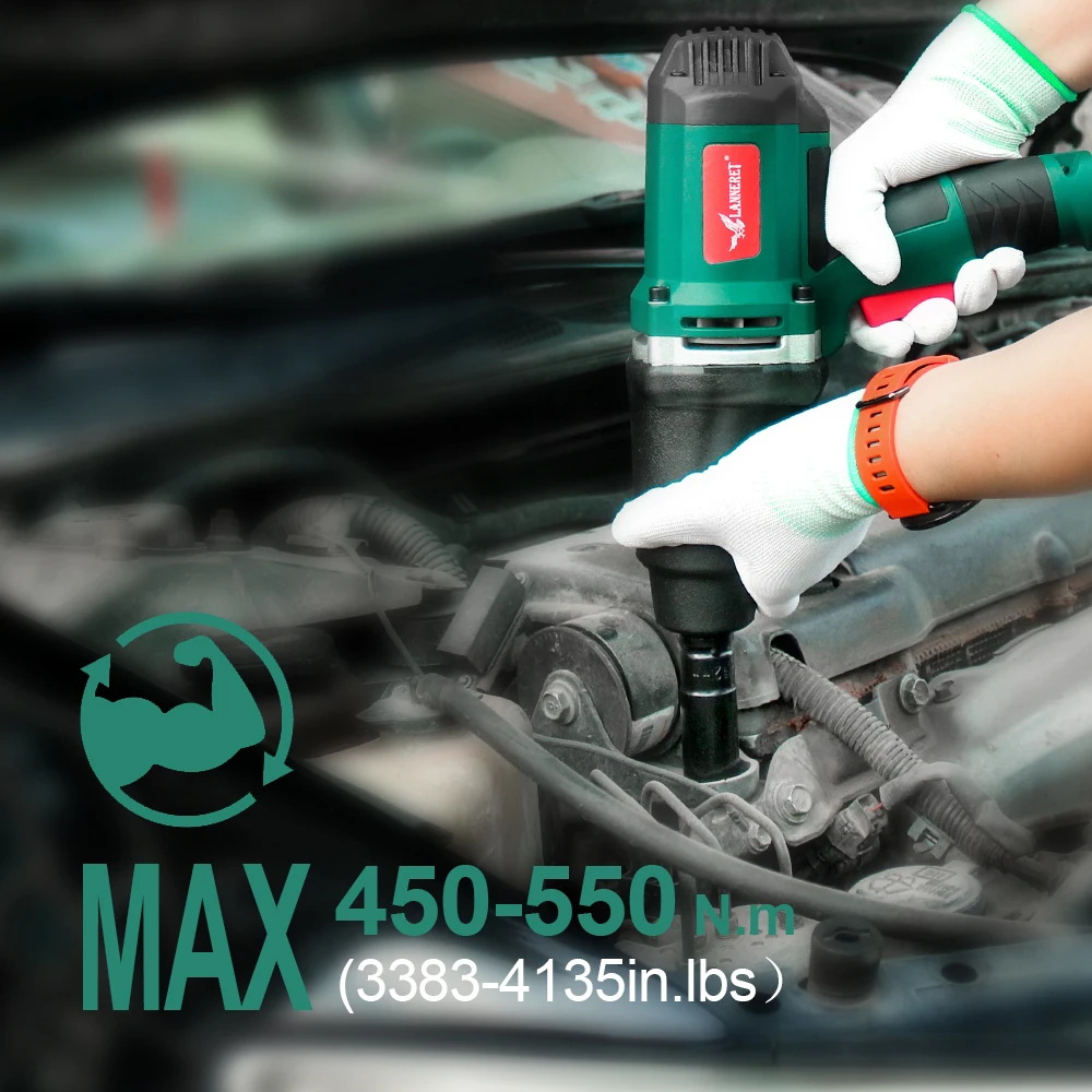 

950W Electric Impact Wrench 450-550Nm Max Torque LANNERET 1/2 inch Car Socket Household Professional Wrench Changing Tire Tools