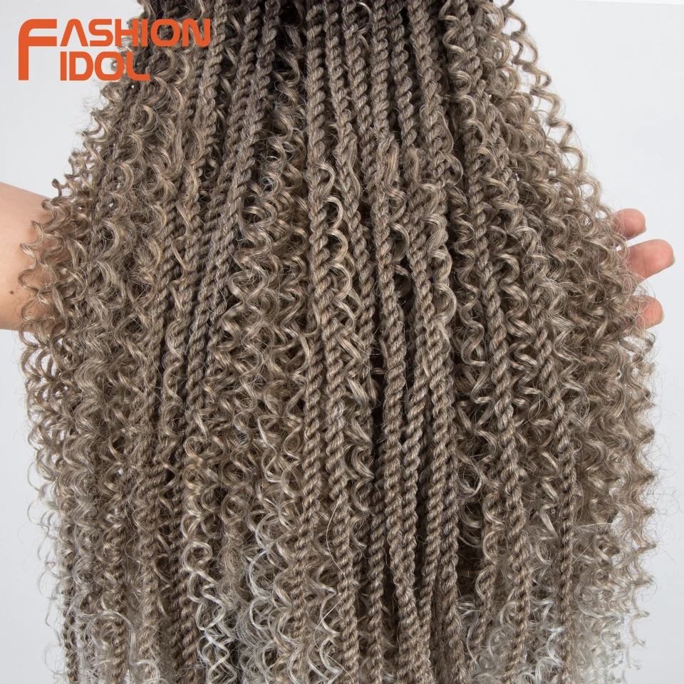 

FASHIONIDOL Passion Twist Crochet Hair Afro Kinky Curly 26 Inch Long Grey Hair Braiding Crochet Braids Synthetic Hair Extension