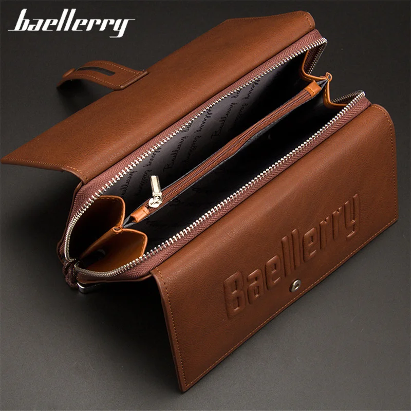 Baellerry Wallet Male Clutch Wallets Large Phone Bag Unique Design Men Purse Turnover Handbag Multifunction Card Holder Wallet images - 1
