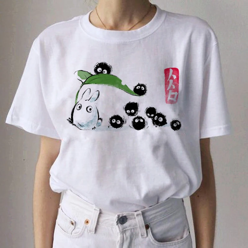 Totoro Studio Ghibli Kawaii Harajuku футболки для женщин Miyazaki Hayao забавная футболка с героями мультфильмов Мода 90s милая футболка Футболки женские