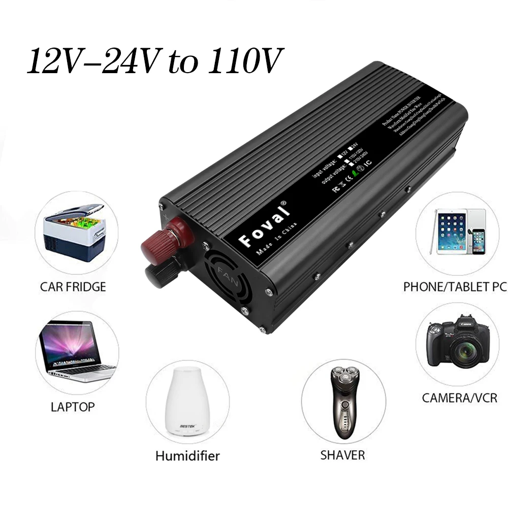 Инвертор мощности Светодиодный с двумя USB портами 1500/2000/2600 Вт 12 В постоянного тока