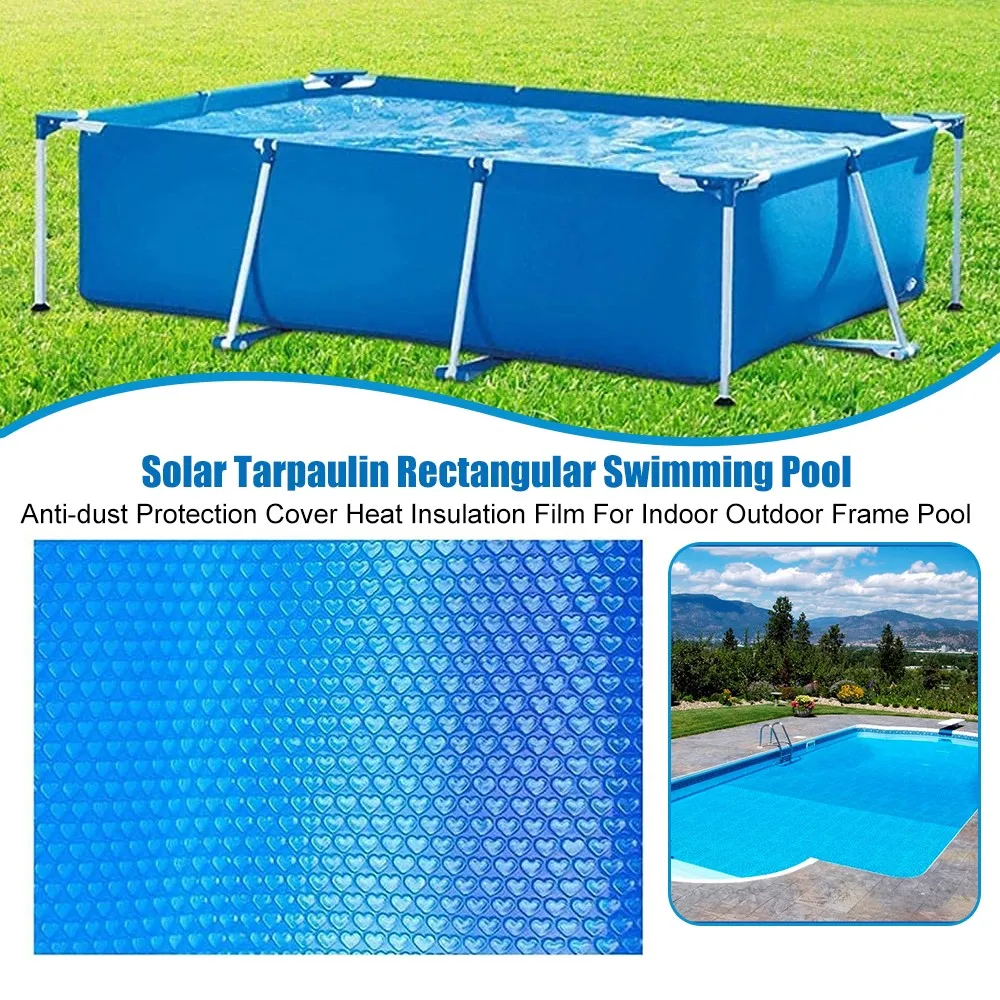 

Swimming Pool Cover Rectangular Solar Summer Waterproof Pool Tub Dust Cover Outdoor Tarpaulin Bubble Blanket Accessory
