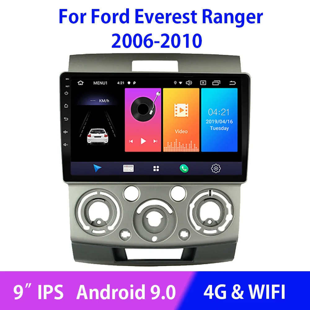 

Android 9.0 Car Radio Multimedia Player For Ford Everest Ranger 2006 2007 2008 2009 2010 SWC Mirror Link BT Split Screen 9" IPS