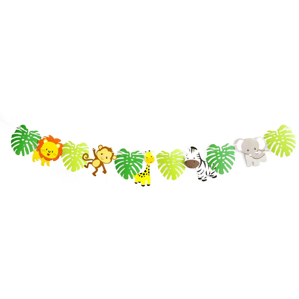 Banner 3 Джунгли сафари вечерние декор для вечеринки в честь Дня рождения животных фольги гелиевые шары зоо диких животных один детский воздушный шар вечерние украшения фона - Цвет: Banner 3