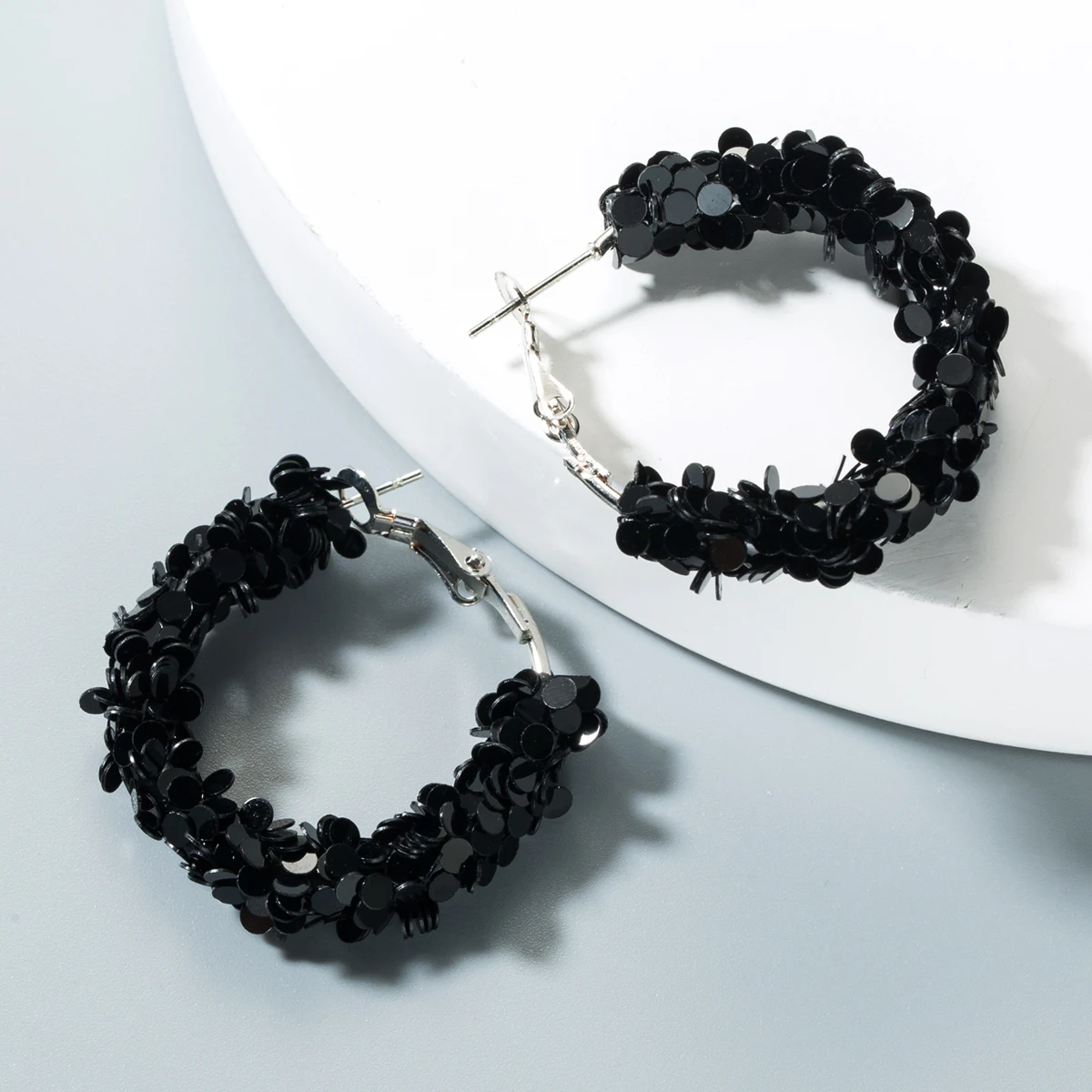 Модные серьги кольца с блестками ювелирные изделия геометрическим рисунком