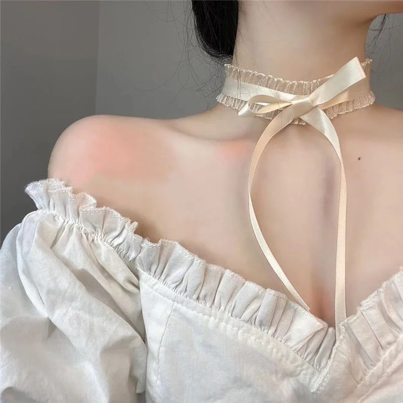 Женское Ожерелье винтажное готическое кружевное ожерелье-чокер с бантом простая