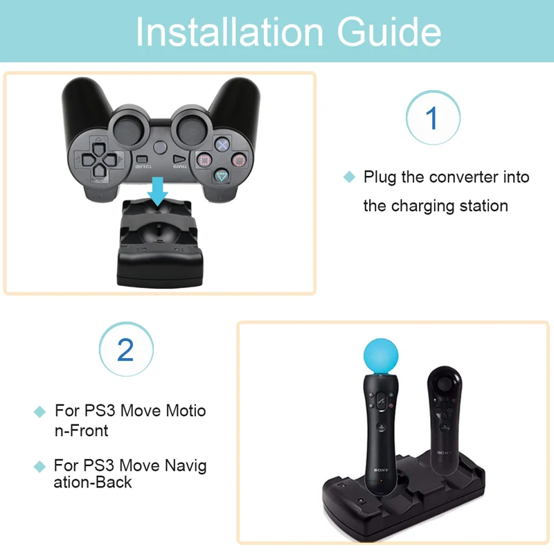 Зарядная станция с двумя USB портами для контроллеров Sony PS3 джойстик питанием