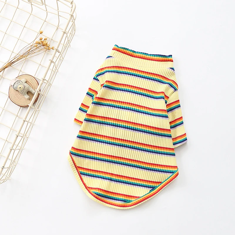 Осенне-зимняя футболка для собак одежда костюм в полоску рубашка щенков жилет