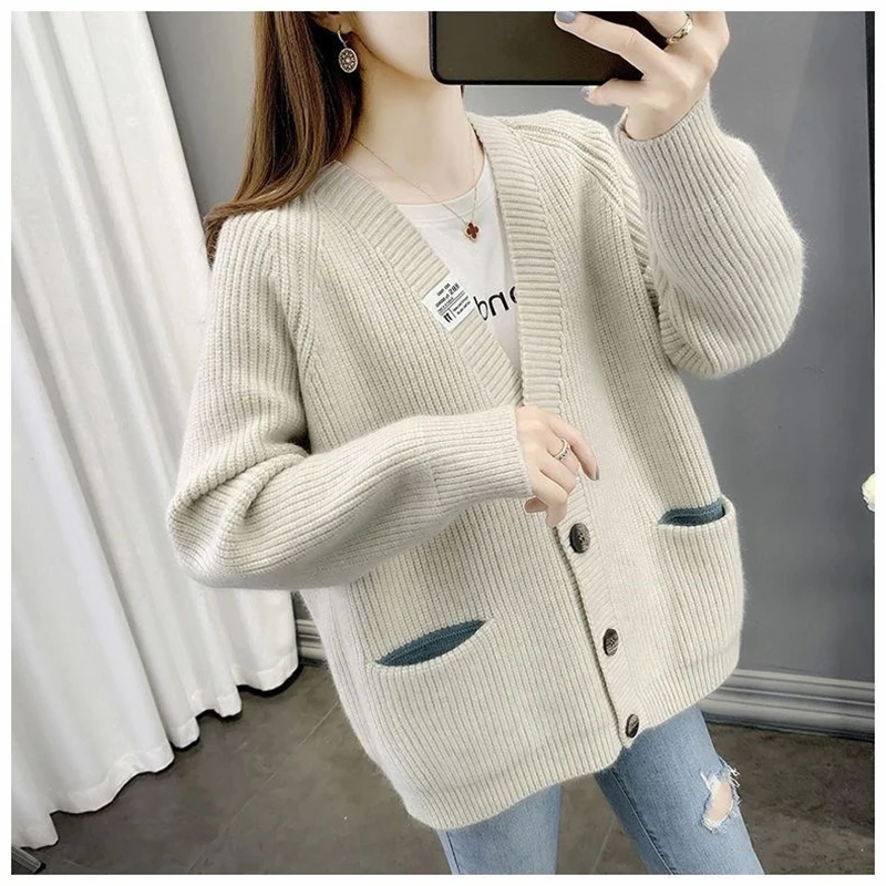 

Жакет женский вязаный, однобортный, в Корейском стиле, свободный, на весну, s479, 2021