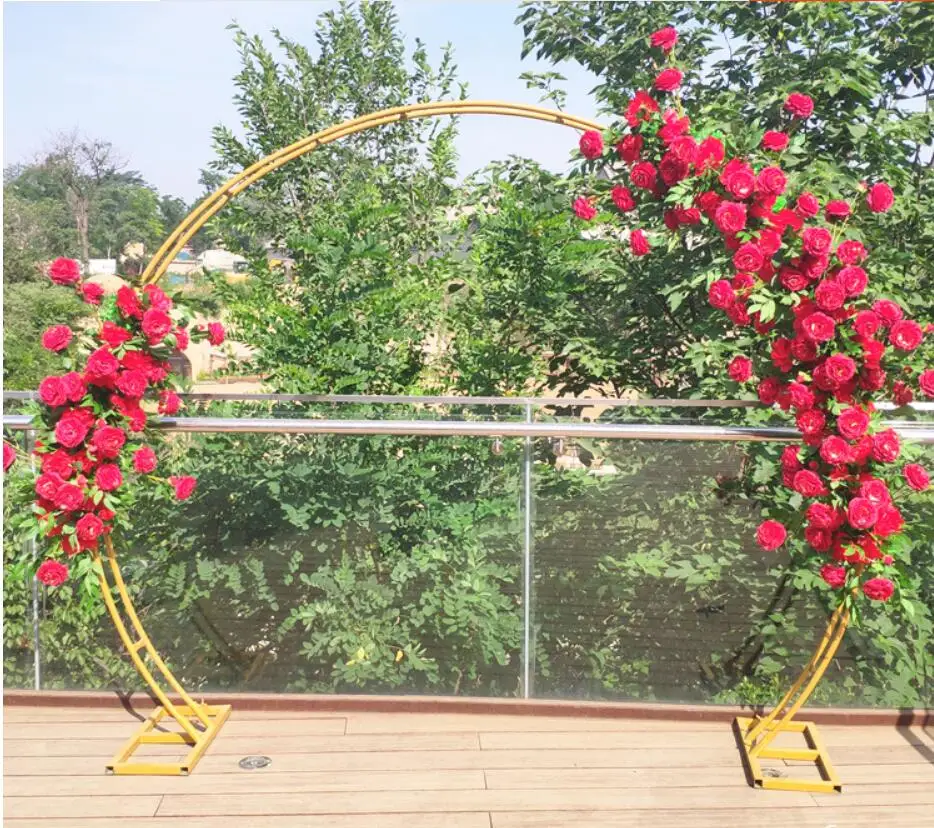 

Outdoor double garland hoop arch with stand