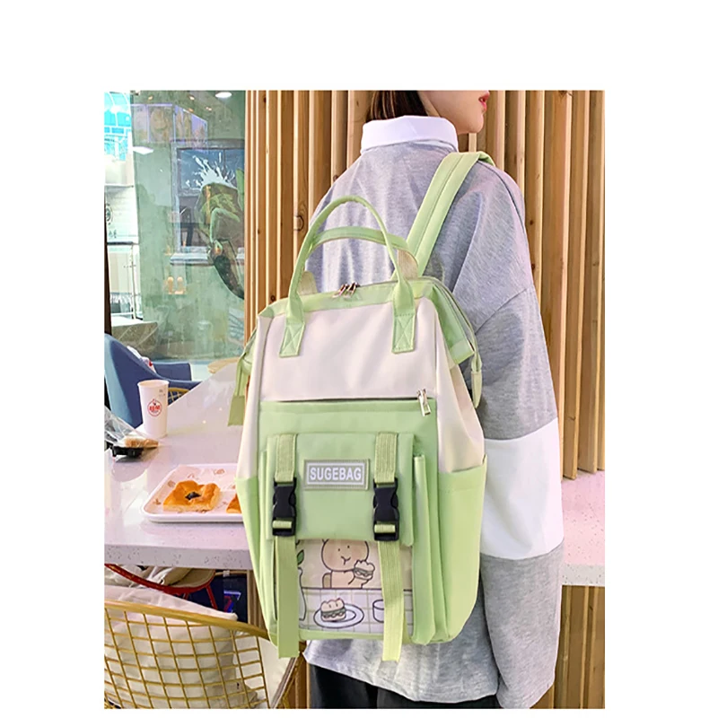 

5 Pcs Set Korean Kawaii Women Laptop Backpack Canvas School Bags For Teenage Girls College Student Kids Book Bag Rucksack 2021