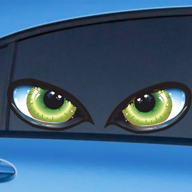 2 шт./пара забавные Светоотражающие 3D зеленые кошачьи глаза автомобильные
