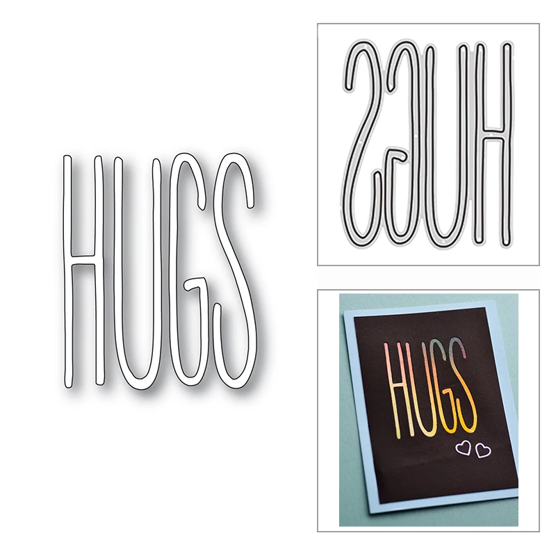 

New 2021 Slim HUGS Word Script Metal Cutting Dies for DIY Scrapbooking and Card Making Decorative Embossing Craft No Stamps