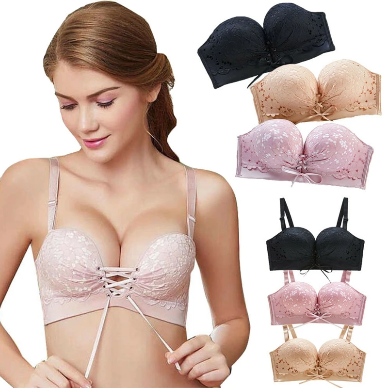Sexy Women Multiway Strapless Bra Boost Push up Plunge Thick Padded Adjustable Lingerie Bralette Wire Free Underwear | Женская одежда