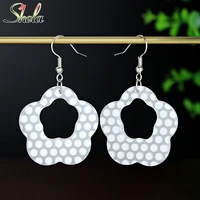 flower earrings for women classic polka dot earrings acrylic summer winter fashion jewelry pendientes dangle wholesale gift