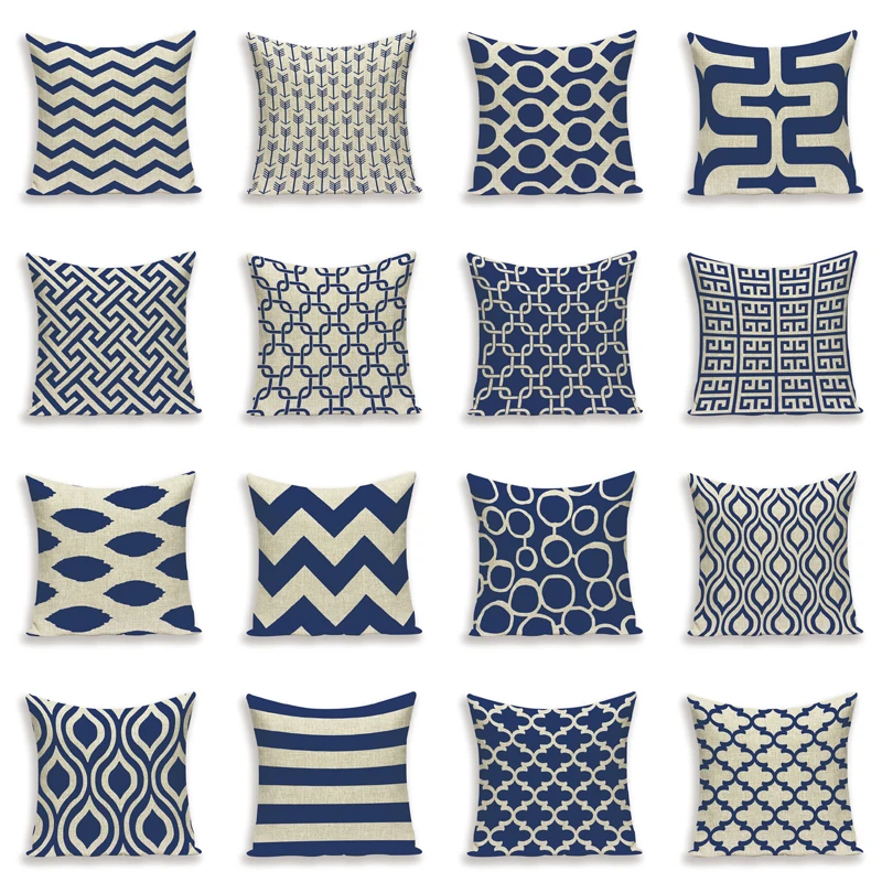 

Geometric Cushion Cover Scandinavian Style Pillow Cases Decorative Bed Chair Simple Living Room Decor Cushions Blue Pillows Case