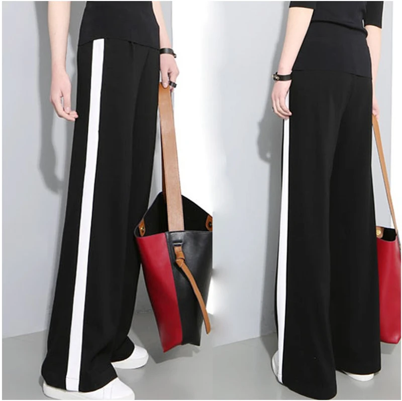 Брюки с высокой талией и широкими штанинами для мам Одежда беременных брюки