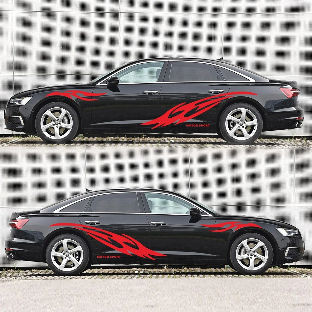 

2Pas Car modification waistline garland flame full car body sticker to cover scratches DIY vinyl car sticker garland