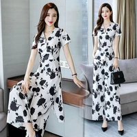 Frauen Fahrr  der Europ  ischen Chiffon-Breite Bein Hosen Casual Sommer Top 2021 Neue Koreanische Mode Stil Gedruckt St  ck Anzug set Frauen