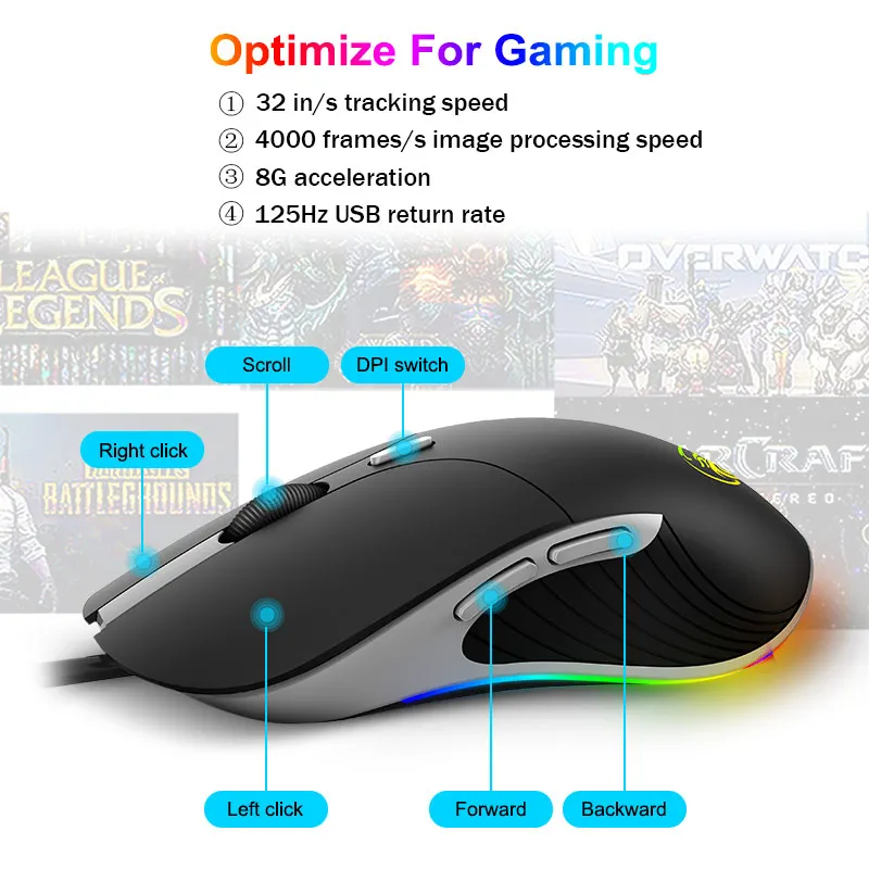 Мышь Компьютерная iMice Проводная игровая со светодиодной подсветкой 6400 DPI|Мыши| |