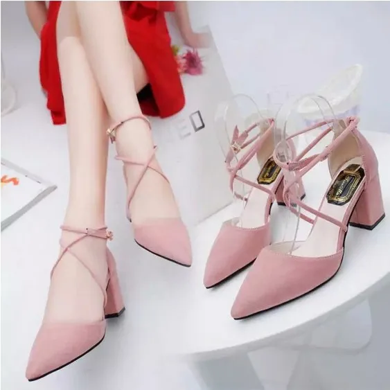 

Sandals women's New summer pointed toe cross straps shallow mouth sexy high heels
