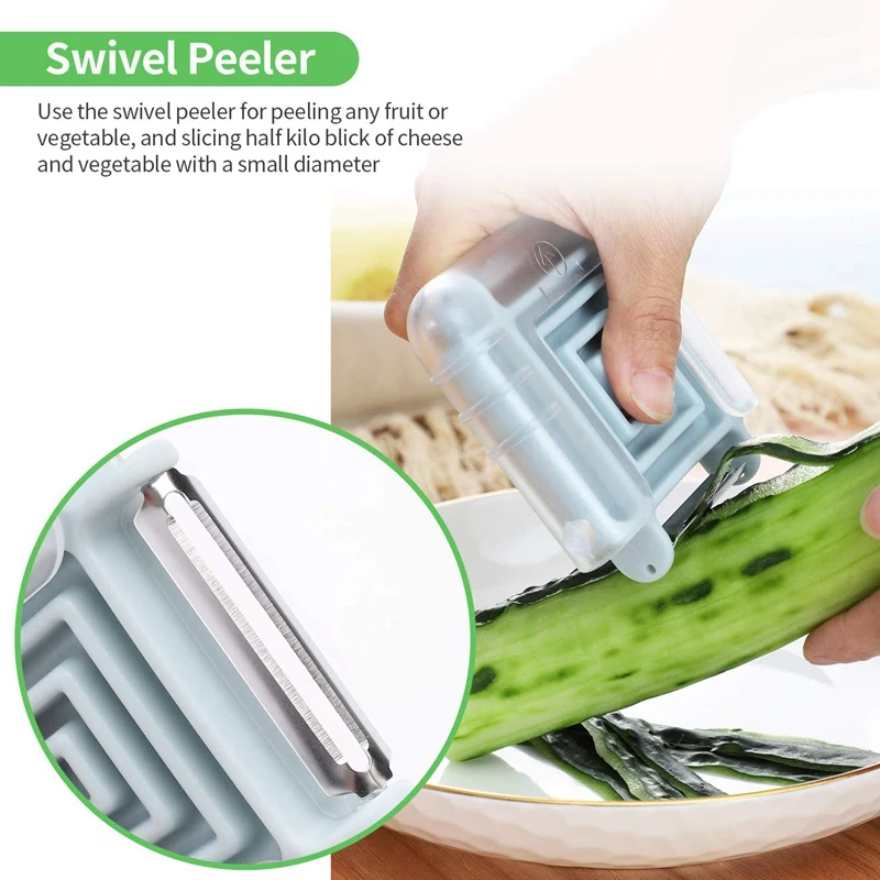 Овощечистка 3 в 1 вращающийся зубчатый пластиковый кухонный инструмент для