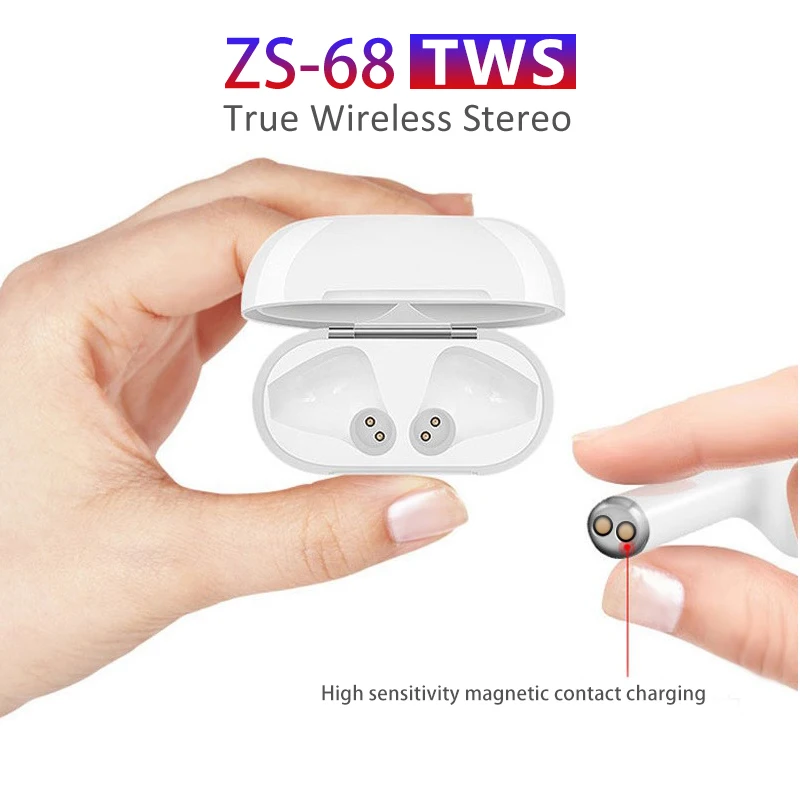 ZS68 TWS беспроводные наушники 1:1 размер Bluetooth Airbuds Поддержка беспроводной зарядки