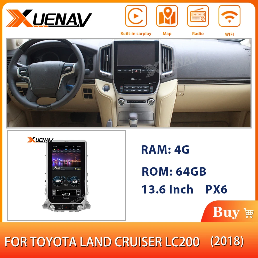 4 + 64G Android Автомобильный GPS навигатор для TOYOTA Land Cruiser 200 Series SAHARA 2018 оригинальный
