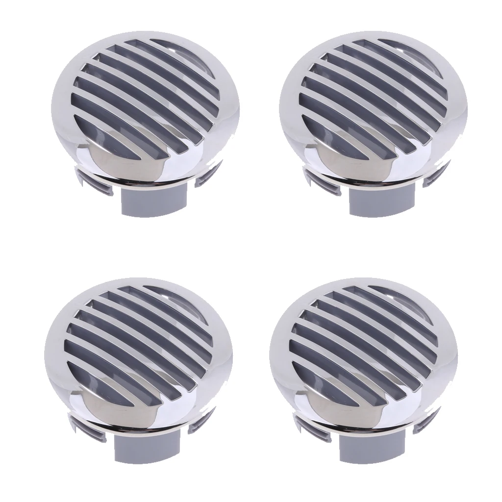 4pcs Boat Marine Air Flow Vent  for 3' to 3.25' Pipe Stainless Steel Round Louvered Air-flow Air Vent Marine Boat Accessories