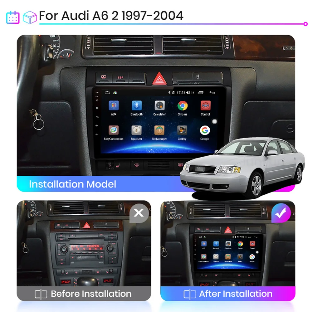 2 Din 9 &quotAndroid Авторадио автомобильный мультимедийный видео плеер GPS WIFI FM для Audi A6 C5