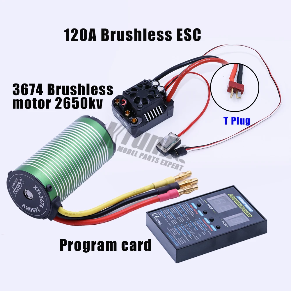 2650KV T plug X-team 3674 бесщеточный мотор+ EZRUN Max10 120A RTR ESC водонепроницаемый бесщеточный ESC для 1/10 SCT грузовик Moster грузовик RC автомобиль - Цвет: 2650KV T plug