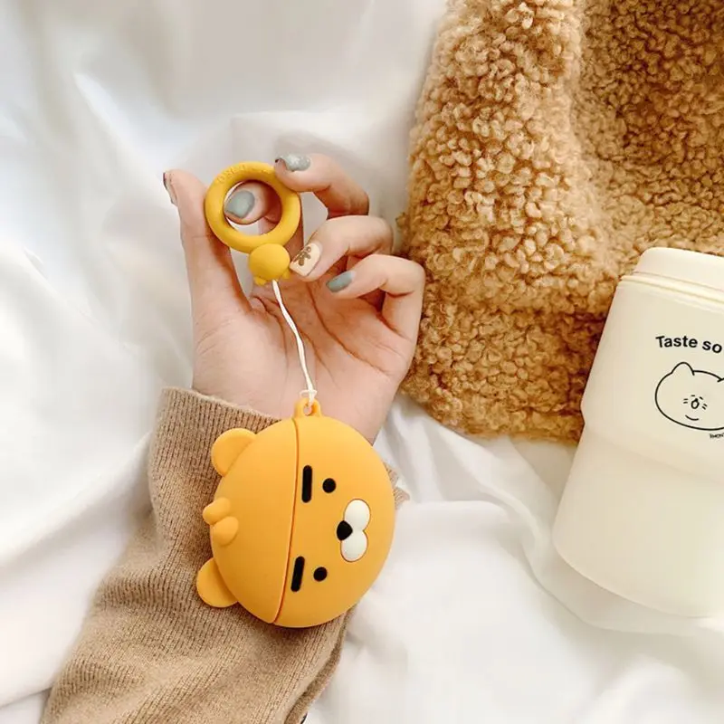 Силиконовый чехол для наушников Airpods Pro с милым изображением Льва ремешком