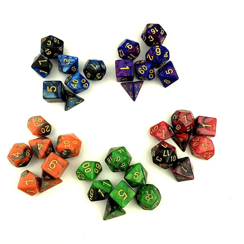 Оптовая продажа 7 шт./компл. новых игра в кости многогранник D4 D20 мульти Гранёные с