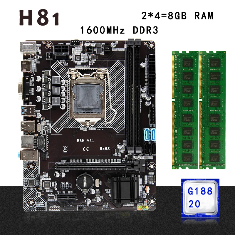 Комплект материнской платы H81 LGA1150 для настольного компьютера с процессором Intel