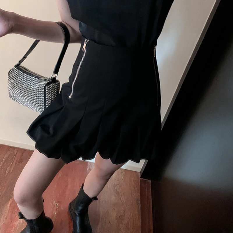 

JMPRS Summer Women Two Piece Set Black Elegant Sexy Backless Crop Top Tanks High Waist Fashion Mini Pleated Skirts Casual Suit