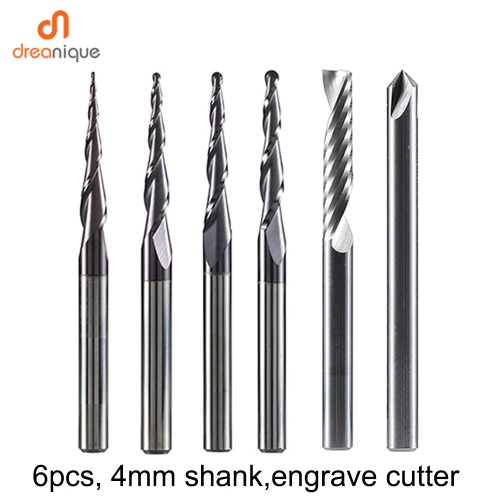 ЧПУ твердый Фрезерный резак Деревообработка 4 мм 6 хвостовик фрезы для резьбы по