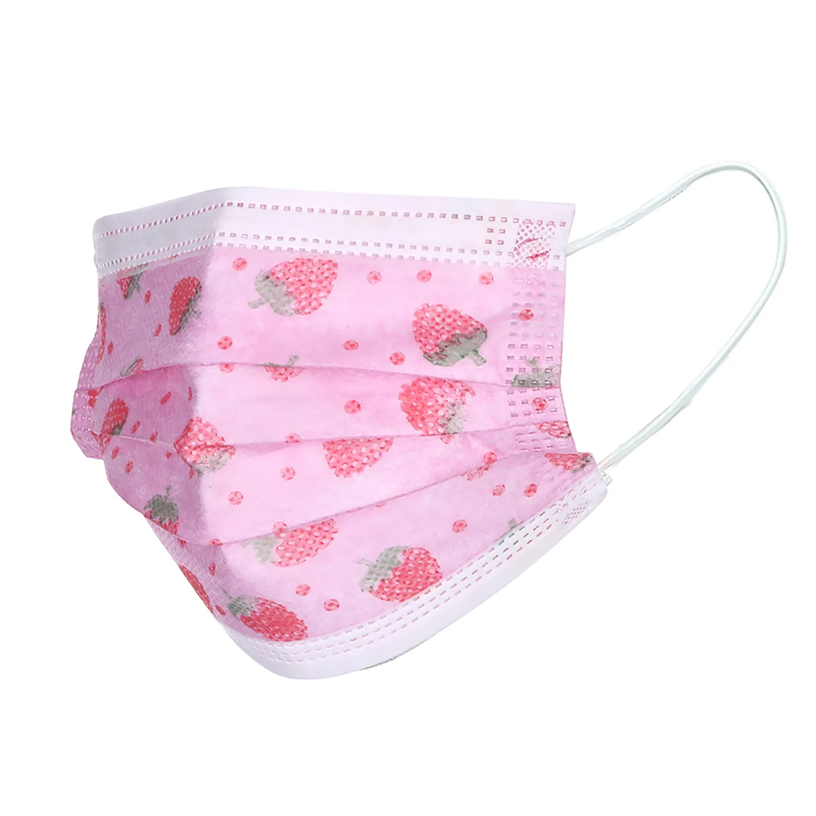 В наличии! Маска детская одноразовая Нетканая трехслойная с рисунком клубники