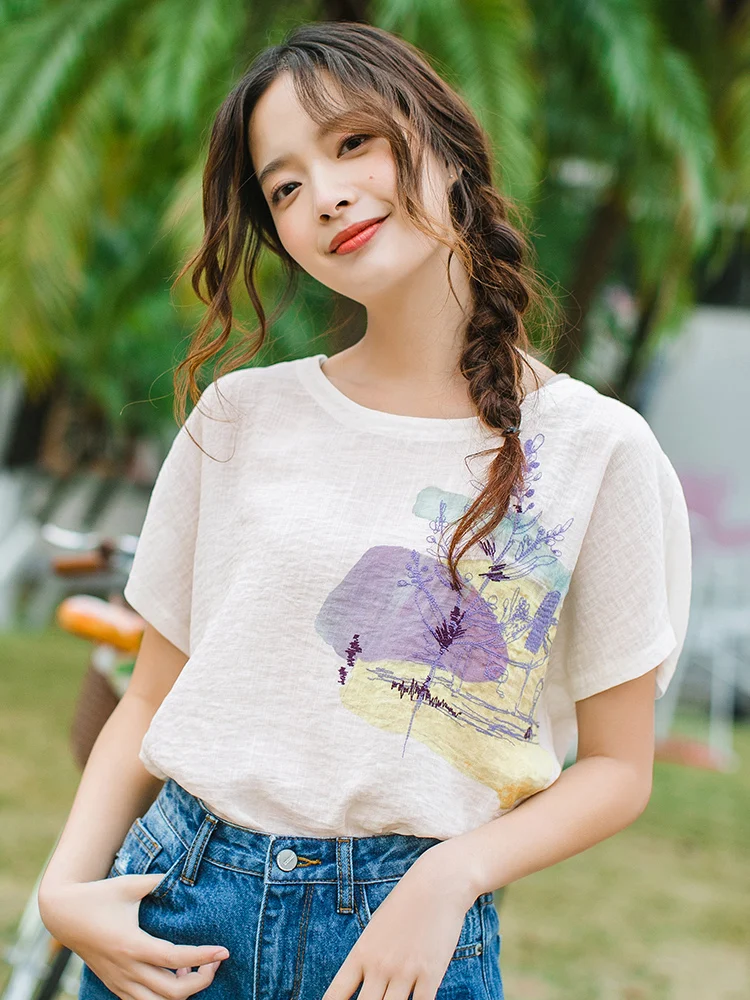 INMAN летняя свободная универсальная блузка с круглым вырезом и рукавами летучая