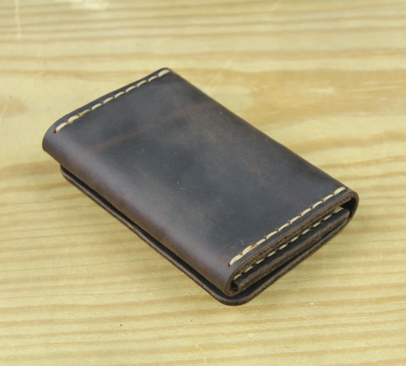 Handmade Genuine Leather Card Wallet Leather Card Holder Men small Purse Credit ID card Holder Women Business Card case MC-412 4