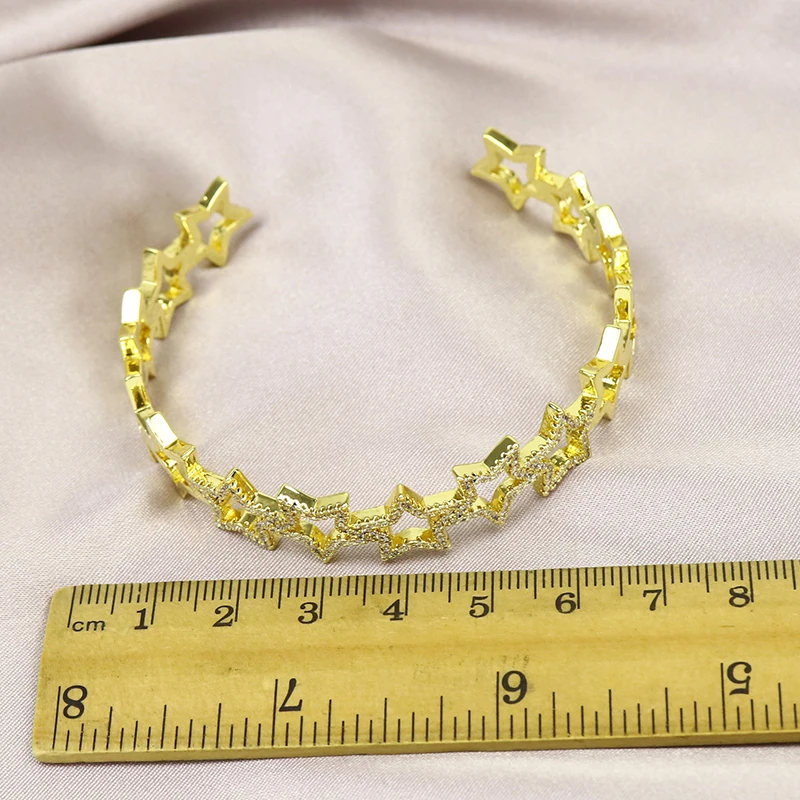

5Pcs Hollw Zircon star Bangle open metal Bracelet Hollow Star bangle jewelry Star Women bangle 8457