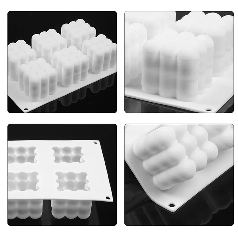 

1/6 /15 Cavities Silicone Candle Mould 3D Cube Square Bubble DIY Non-stick Kitchen Dessert Cake Tray Oven Safe Cake Molds