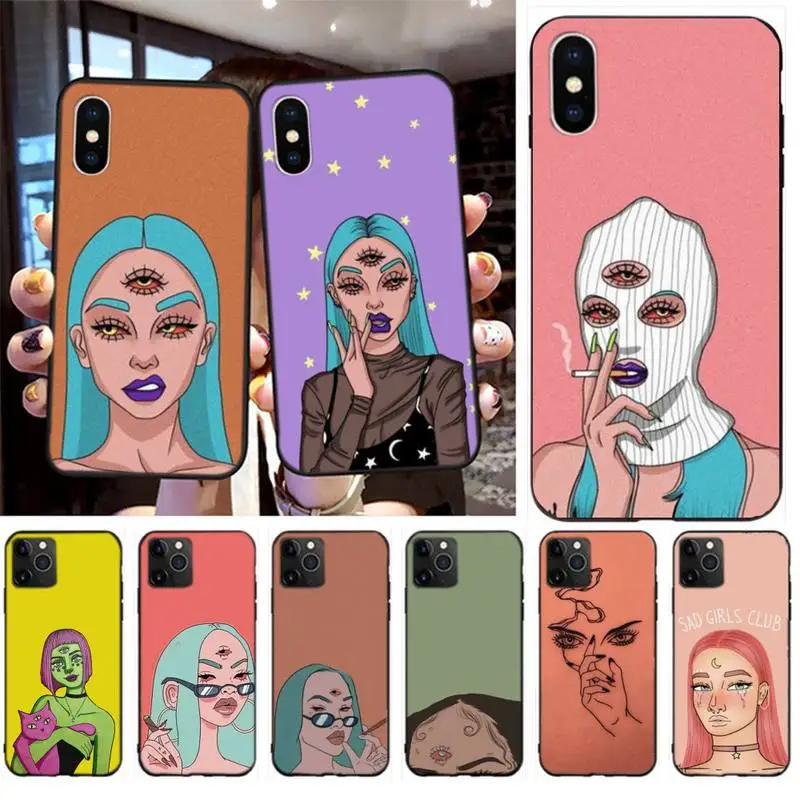 

Aesthetic Devil Woman Bad Girl Smoke Eyes Phone Case For Iphone 6 6s 7 8 Plus XR X XS XSmax 11 12 13 Pro Mini Max